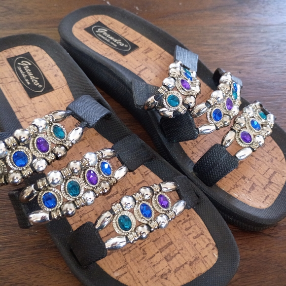 Chandela Black Sandals with Jewel Accents - Picture 3 of 4